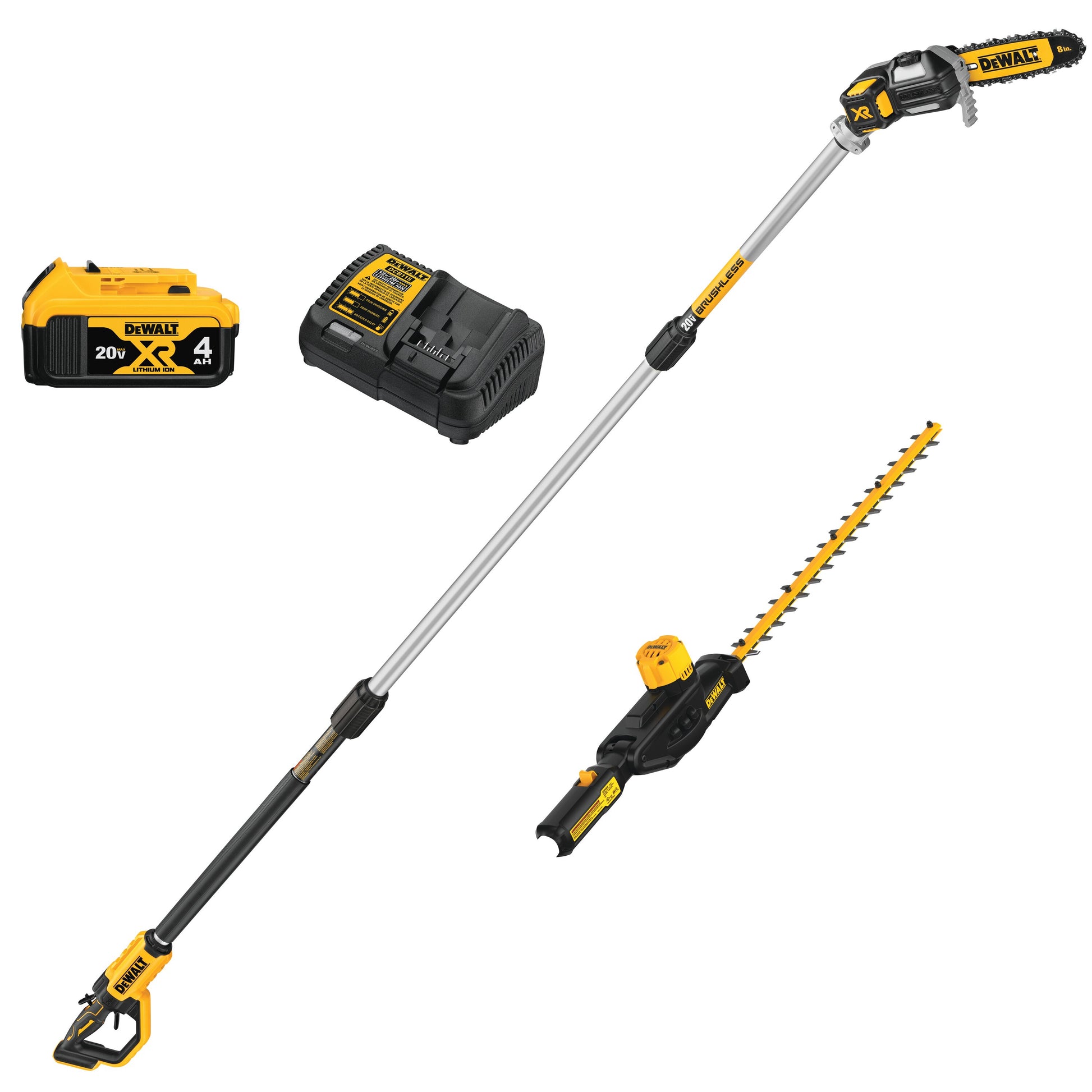 DEWALT DCKO86M1, 20V MAX Cordless Pole Saw and Pole Hedge Trimmer Combo Kit (4.0 Ah)