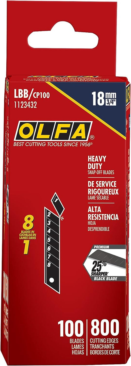 OLFA 1123432, 18mm UltraSharp Snap-Off Blade - 100/pk (LBB/CP100)