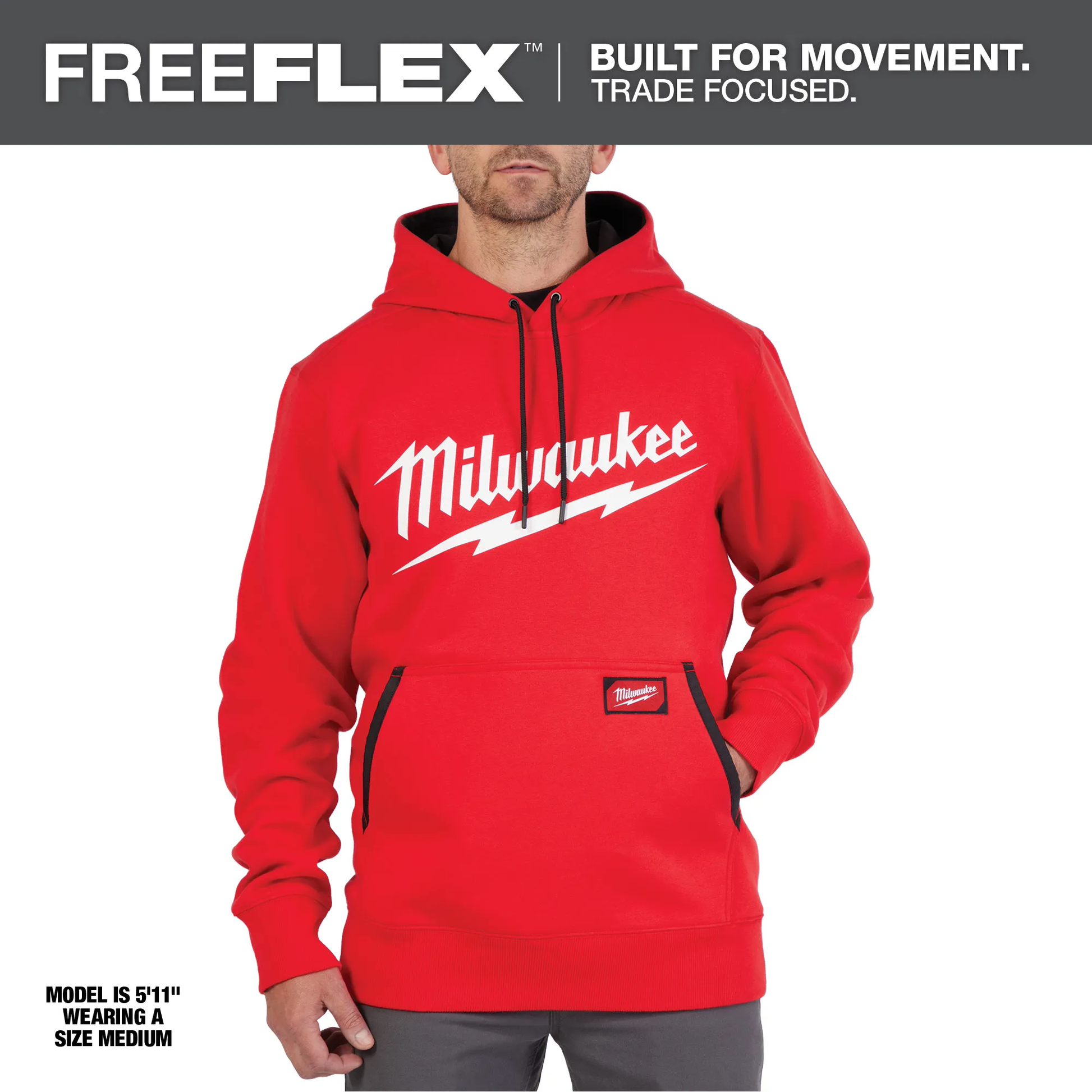 Milwaukee 352R-S, BIG LOGO MIDWEIGHT HOODIE - RED S