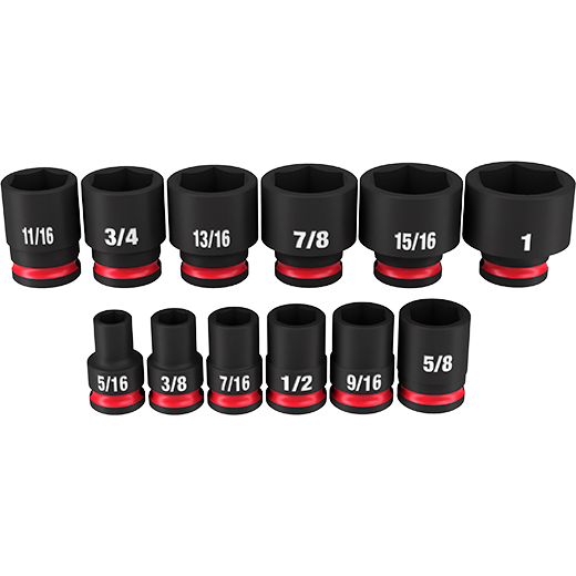 Milwaukee 49-66-7005, 3/8" Drive SHOCKWAVE Impact Duty SAE Standard 6 Point Socket Set - 12 Piece