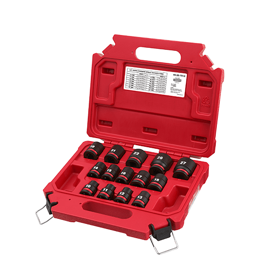 Milwaukee 49-66-7013, 1/2" Drive SHOCKWAVE Impact Duty Metric Standard 6 Point Socket Set - 14 Piece