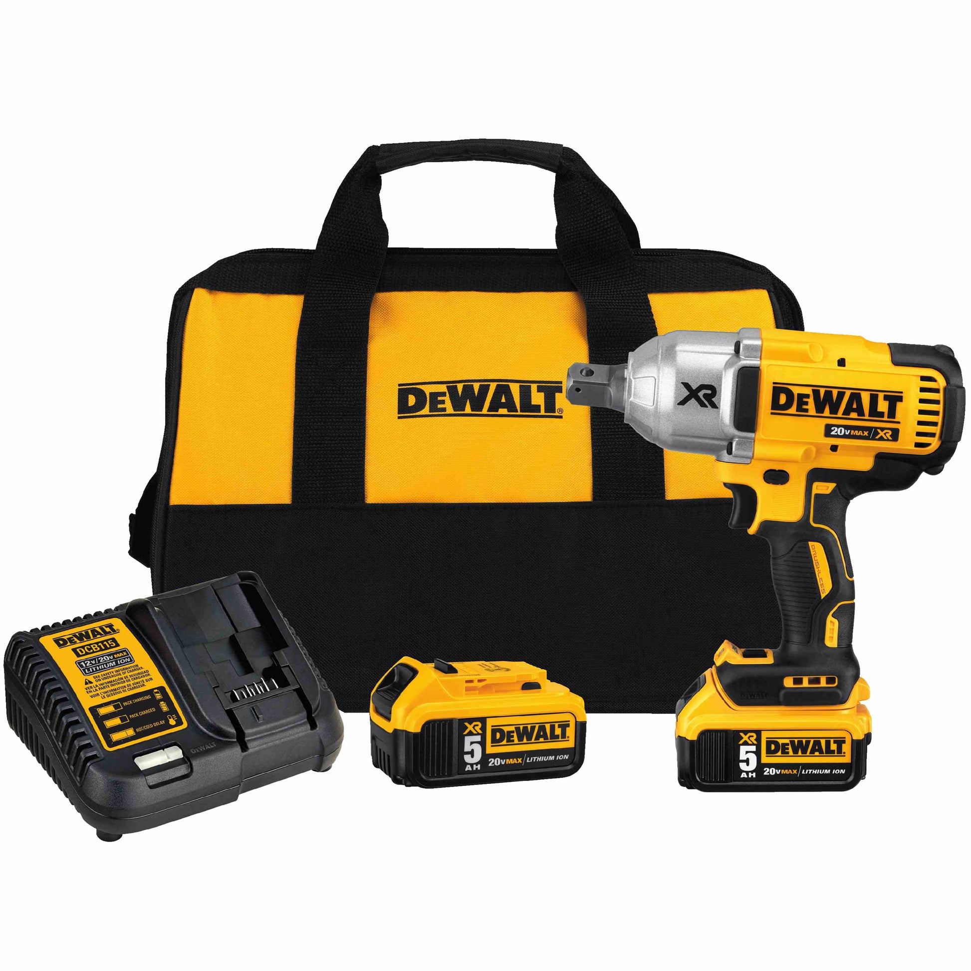 DEWALT DCF897P2, 20V MAX XR High Torque 3/4'' Impact Wrench w. Hog Ring Retention Pin Anvil (5.0Ah)