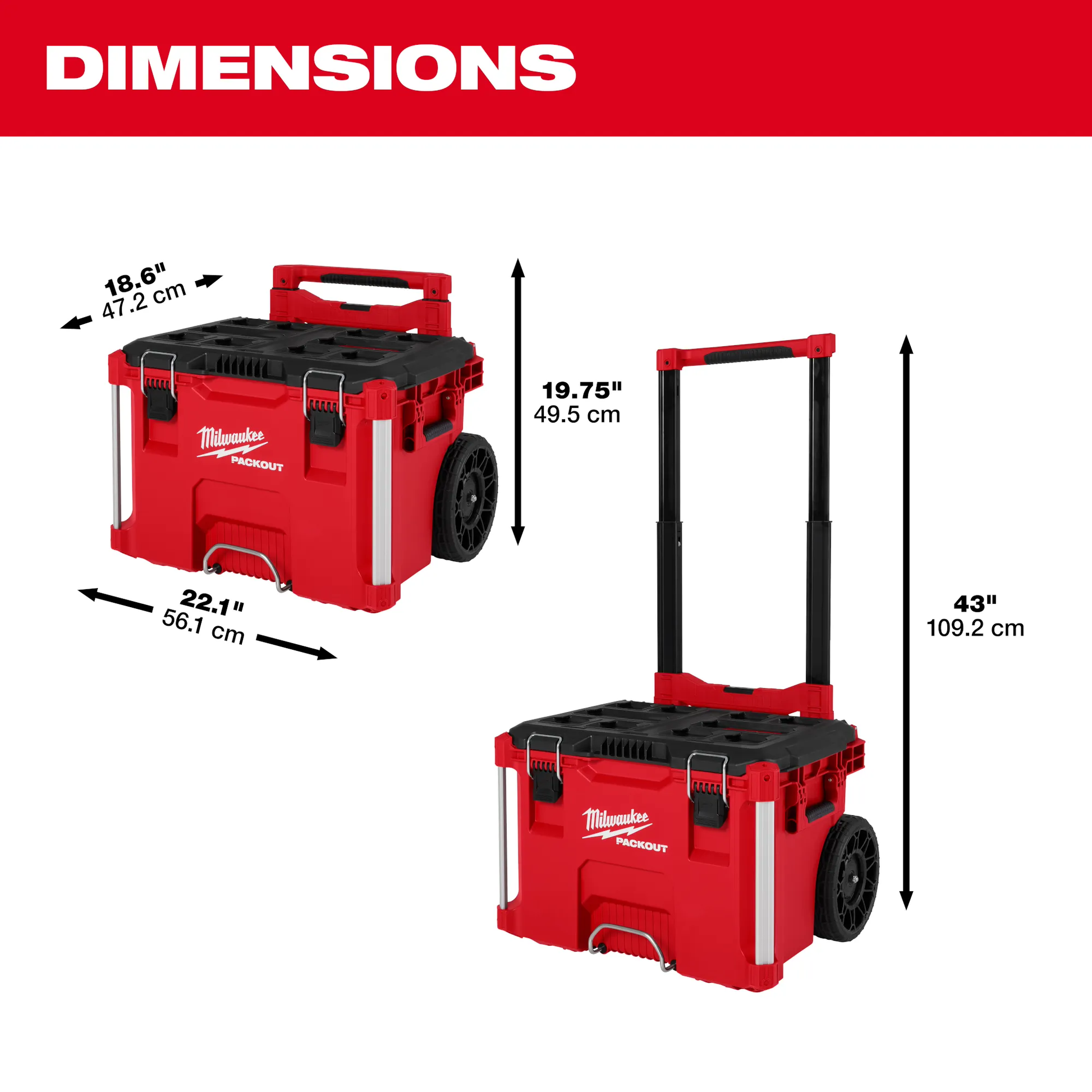 Milwaukee 48-22-8027, Low-Profile Handle for PACKOUT™ Rolling Tool Box