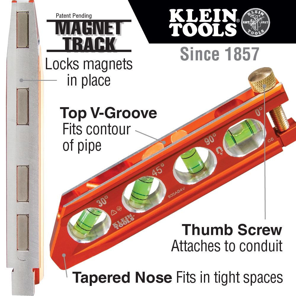 Klein Tools 935AB4V, ACCU-Bend™ Level, 4 Vial, REM