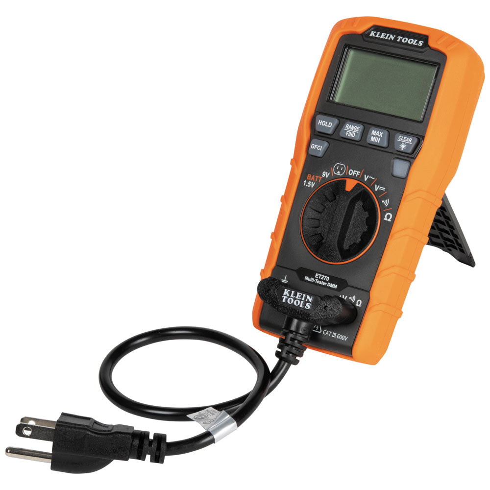 Klein Tools ET270, Digital Multi-Tester, Multimeter with Receptacle Tester