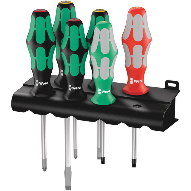 Wera 05347778001, 334/368/6 SCREWDRIVER SET AND RACK, 6 PIECES