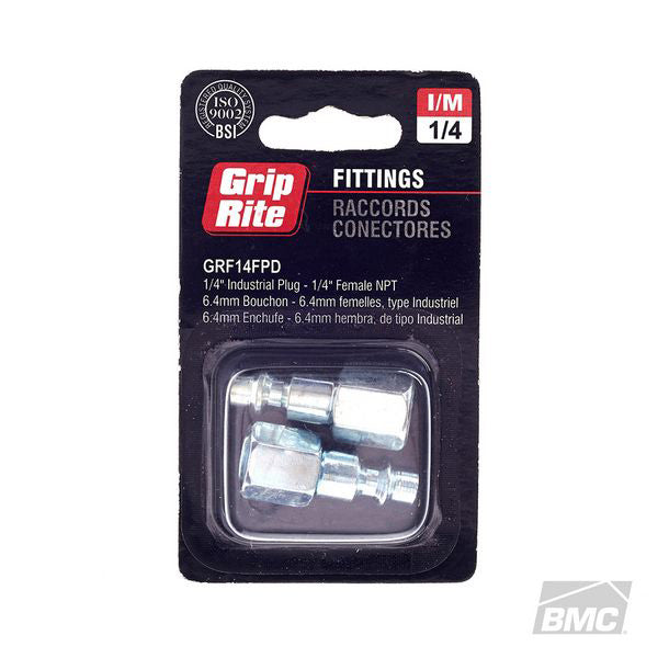 Grip-Rite GRF14FPD, 1/4" IND STEEL PLUG 1/4" FEMALE NPT (2/pkg)