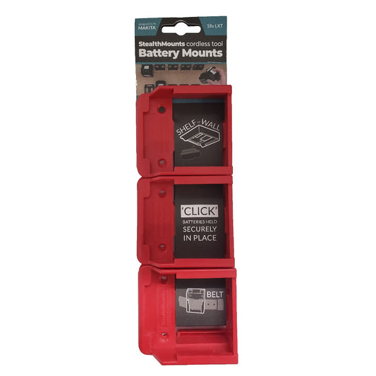 StealthMounts BM-MK18-7-6, Makita 18v LXT Battery Mounts (6 Pack) - Red