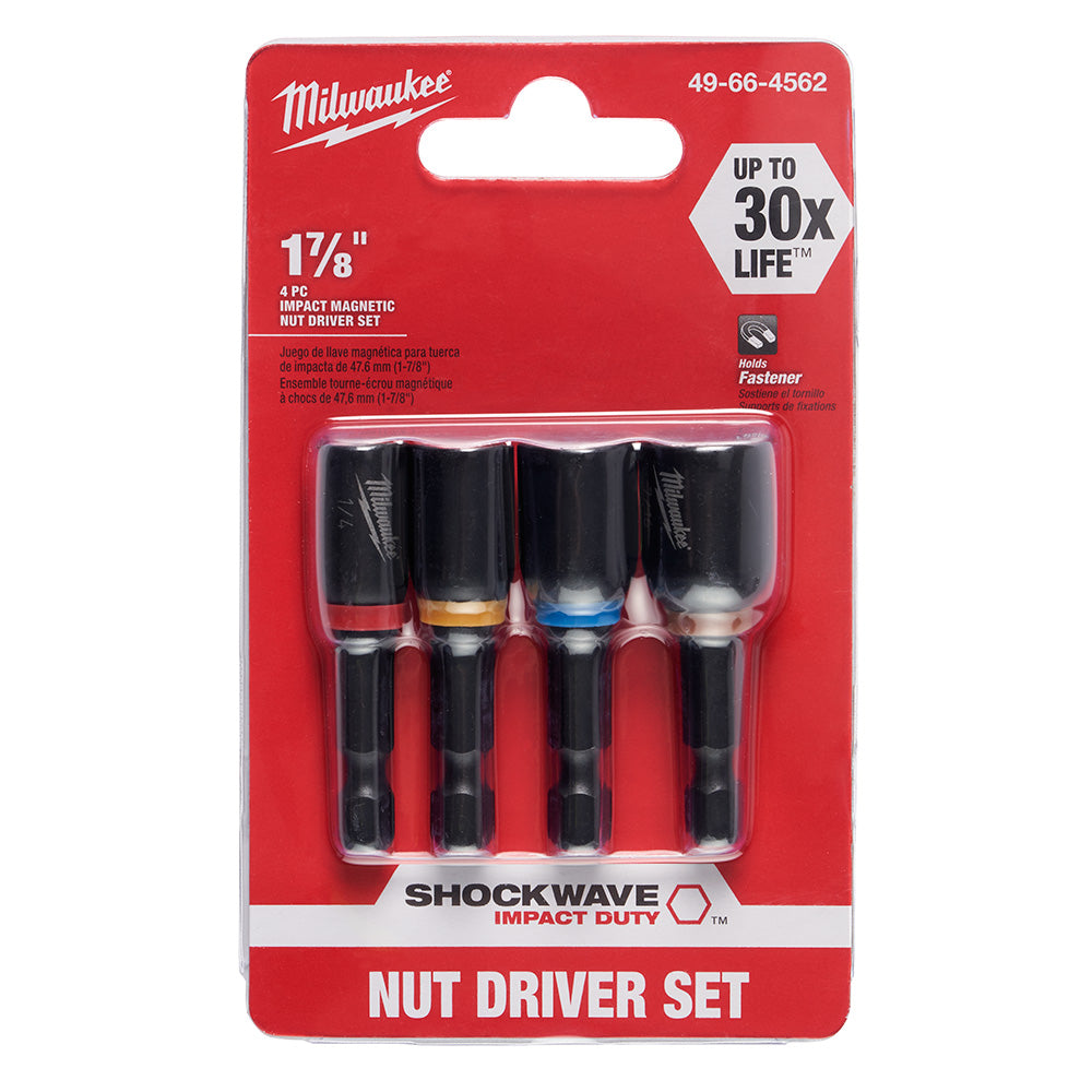 Milwaukee 49-66-4562, SHOCKWAVE 4PC 1-7/8 IMPACT MAGNETIC NUT DRIVER SET