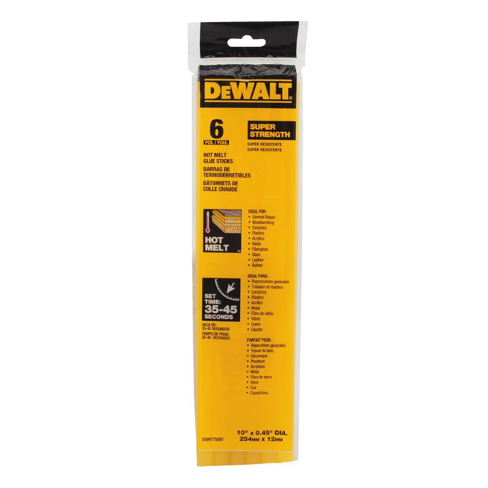 DEWALT DWHT75097, 10'' x 7/16'' Super Strength Glue Sticks (6/pkg)