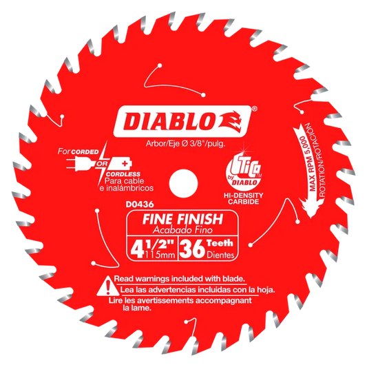 Diablo D0436X, 4‑1/2" x 36T Finish Trim Saw Blade