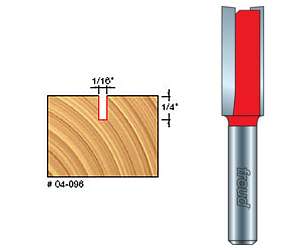 Freud 04-096, 1/16" Double Flute Straight Router Bit (1/4" Shank)