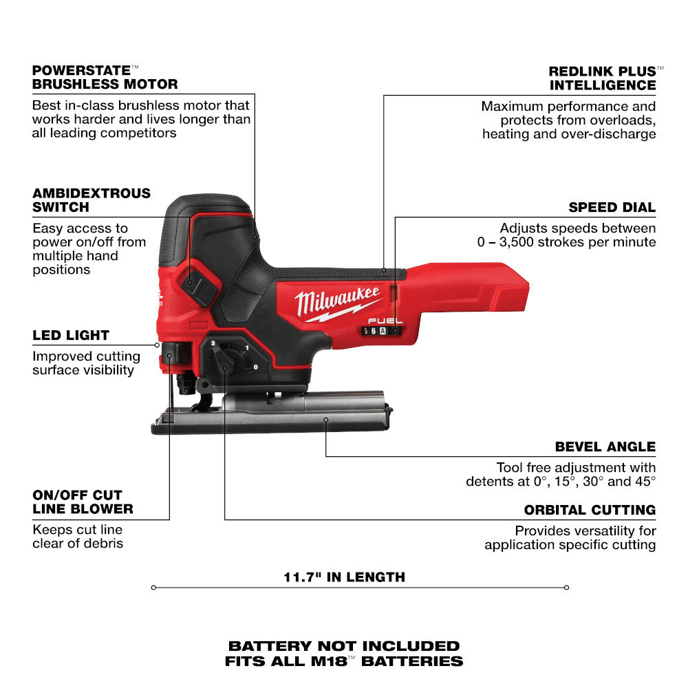 Milwaukee 2737B-20, M18 FUEL Barrel Grip Jig Saw (Tool Only)