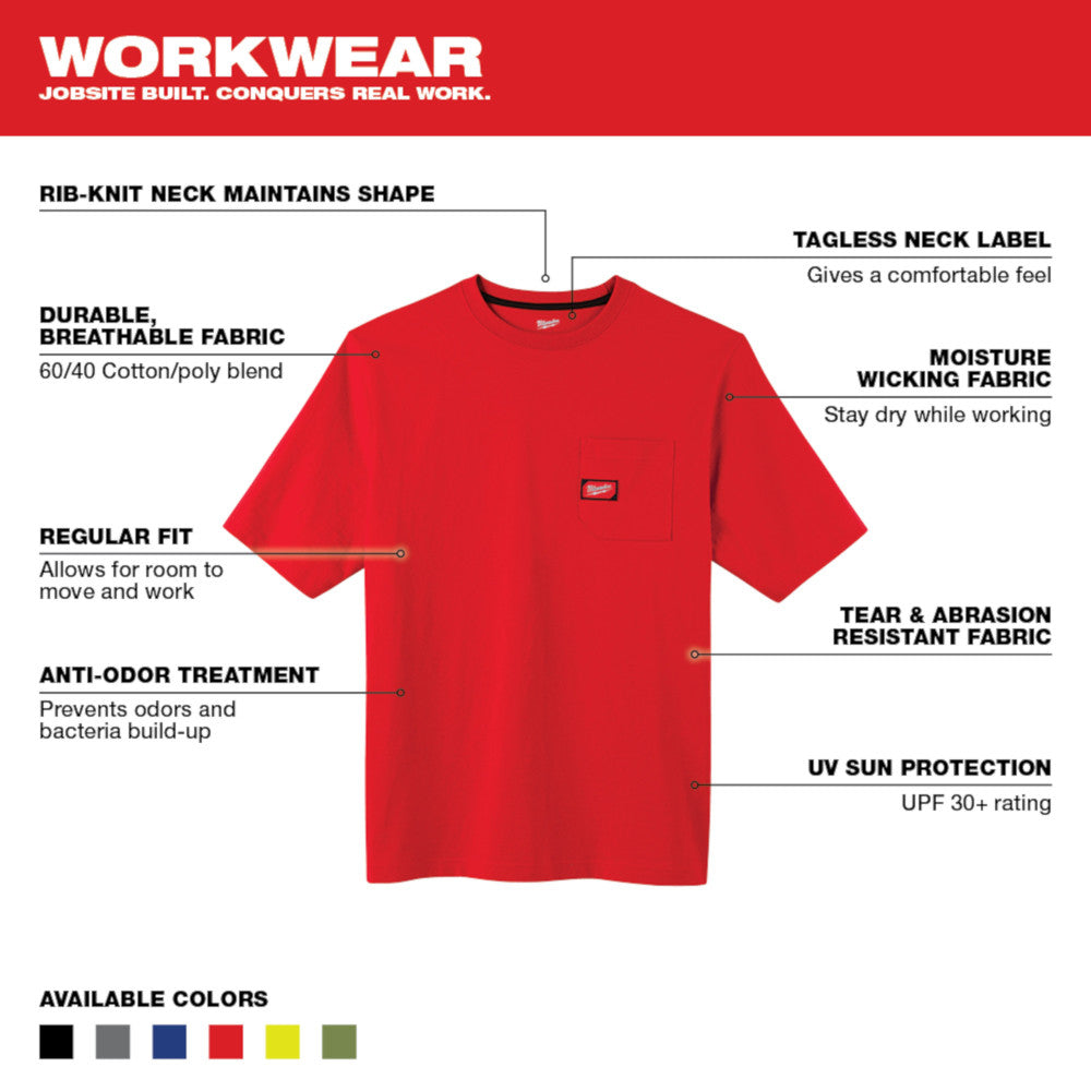 Milwaukee 601R, HEAVY DUTY POCKET TEE SHIRT (RED)