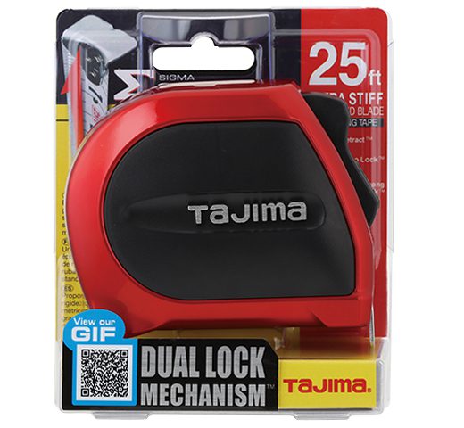 Tajima SS-25/7.5MBW, SIGMA STOP™, Standard & metric scale 25ft / 7.5m x 1 in strong tape & hook