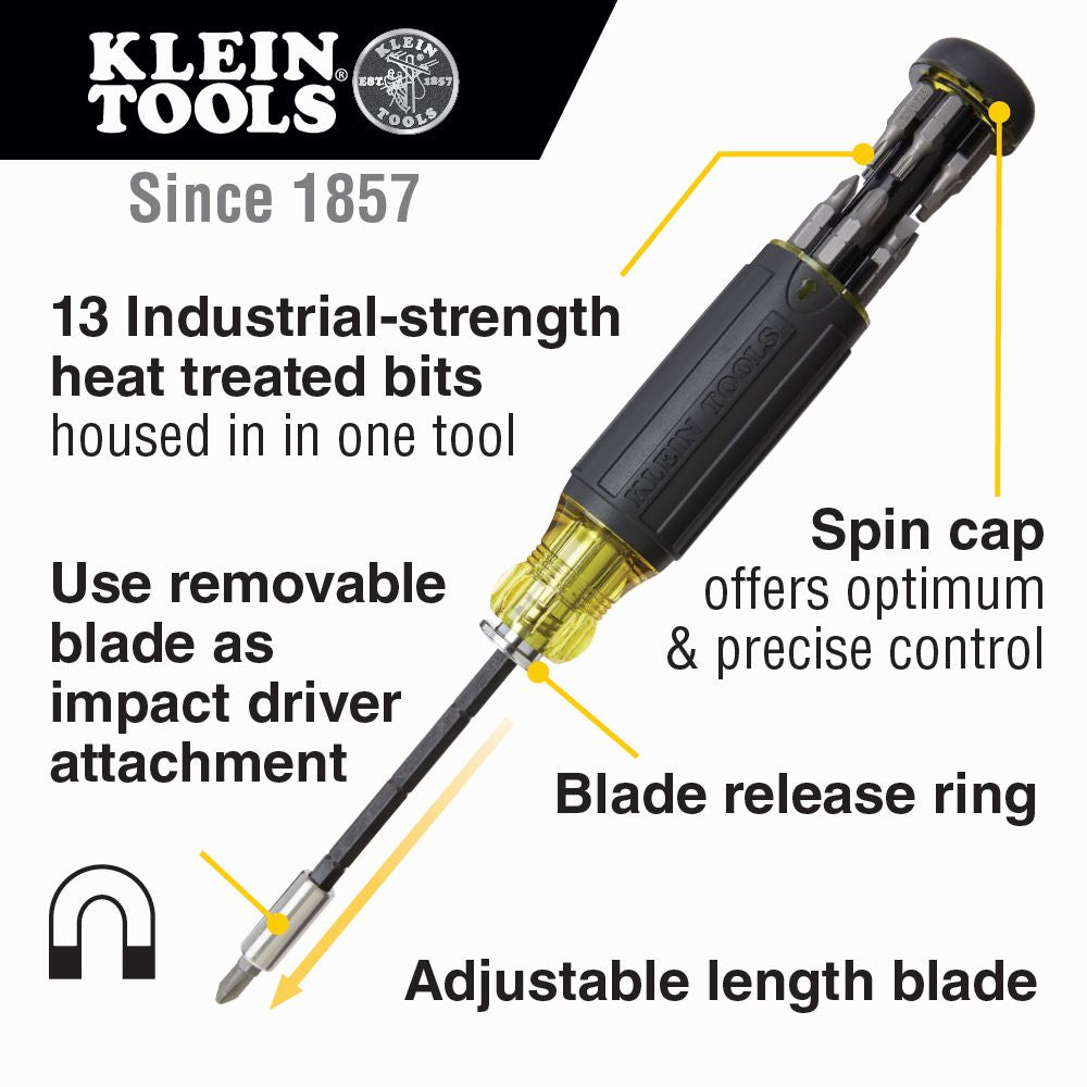 Klein Tools 32303, 14-in-1 Multi-Bit Adjustable Length Screwdriver