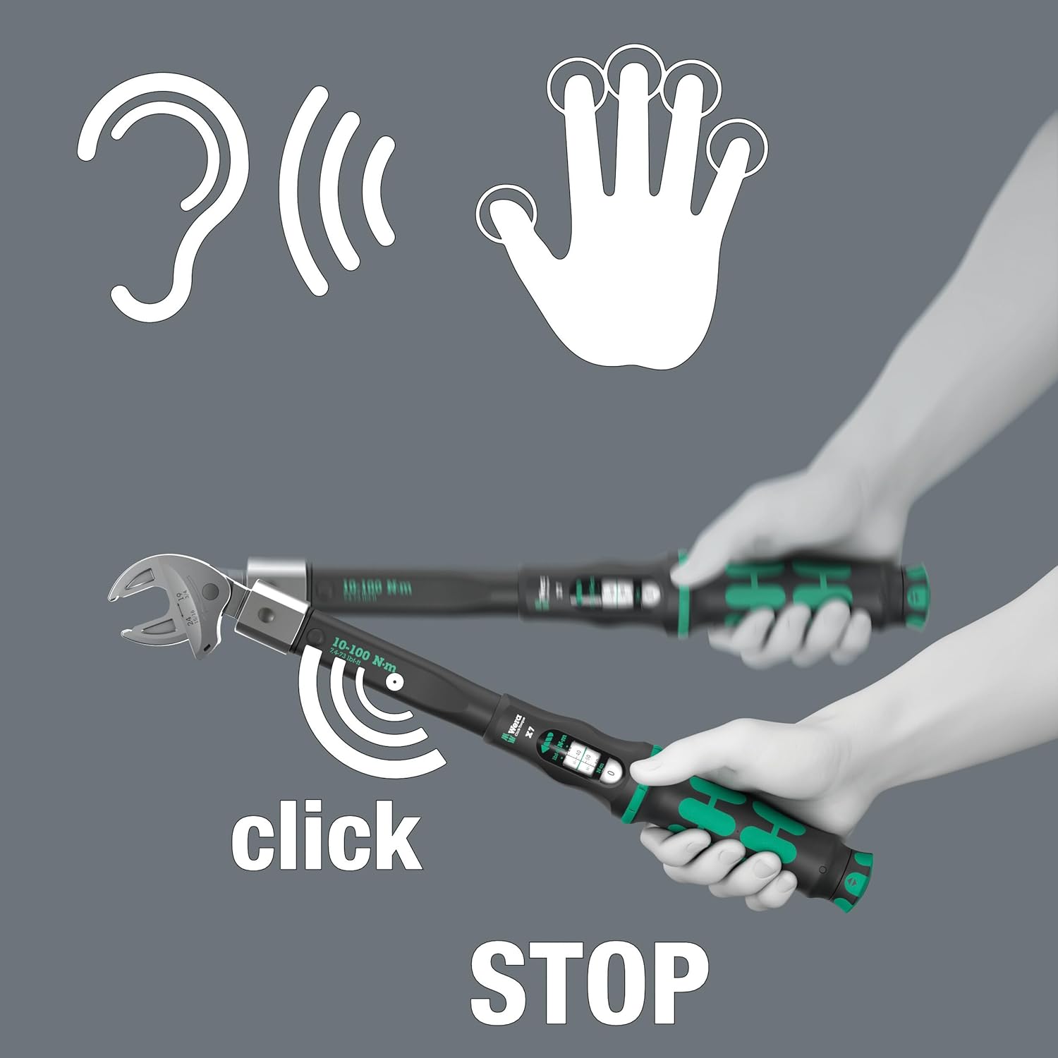 Wera 05075657001, Click-Torque X 7 torque wrench for insert tools, 10-100 Nm, 14x18 x 10-100 Nm