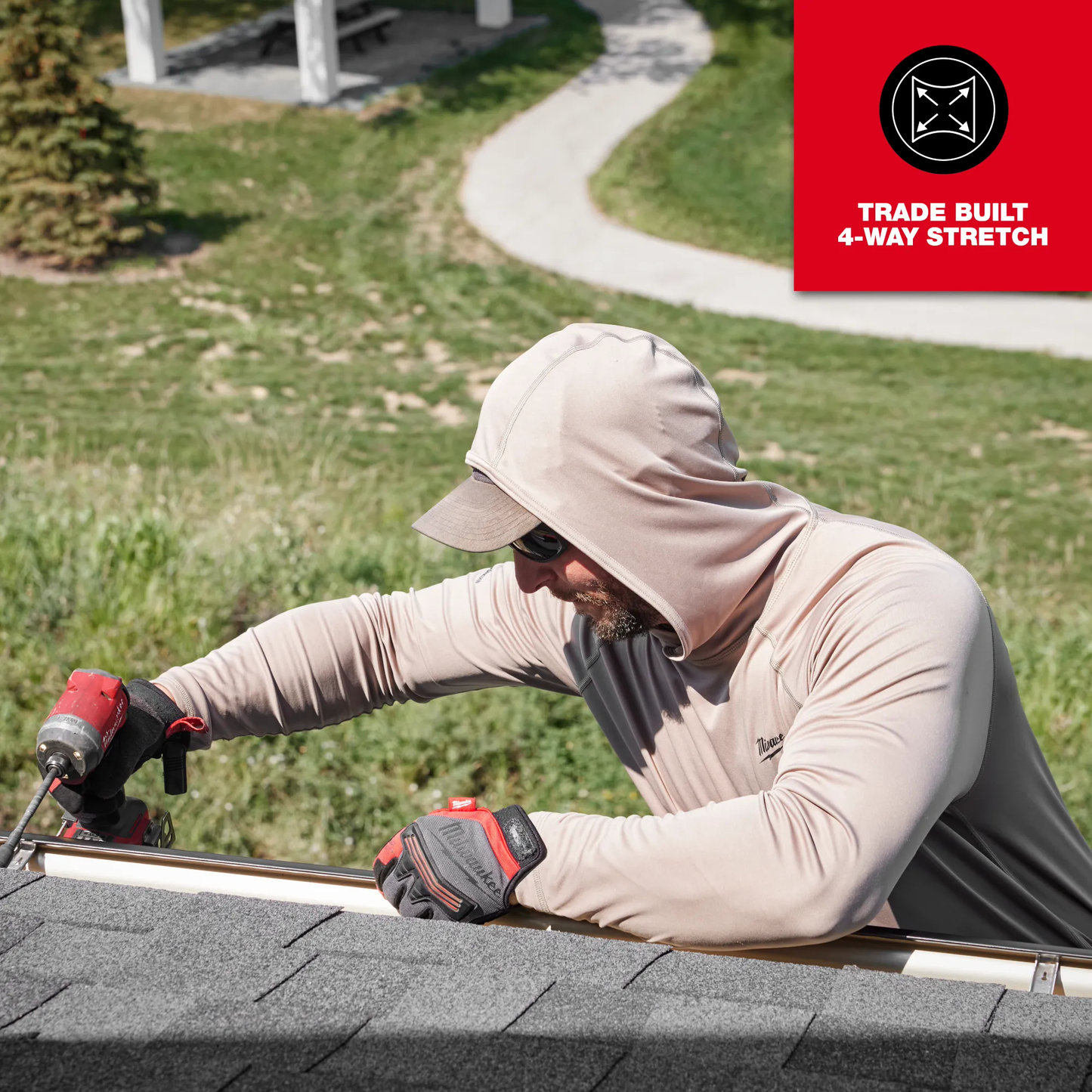 Milwaukee M550N, WORKSKIN™ Hooded Sun Shirt - SANDSTONE 