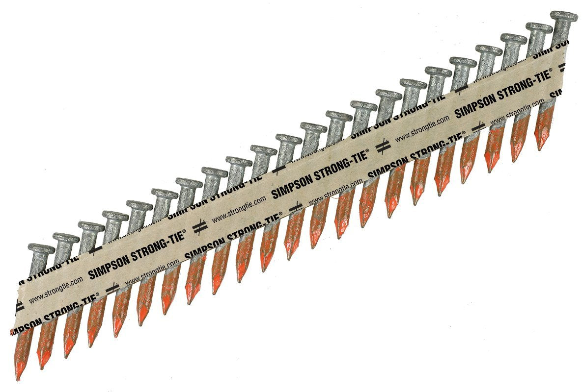 Simpson Strong Tie 8DHDGPT500, 8D (.131) x 2-1/2" HDG 33 Deg Joist Hanger Nail Strip(500 pc)