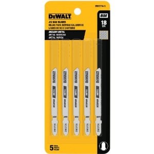 DEWALT DW3774-5, 3'' 18 TPI T-Shank Metal Cutting Cobalt Steel Jig Saw Blade