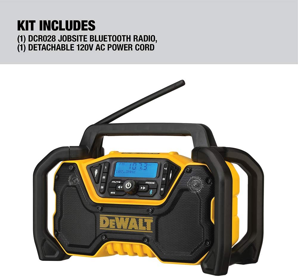 DEWALT DCR028B, 12V/20V MAX JobSite Bluetooth Radio