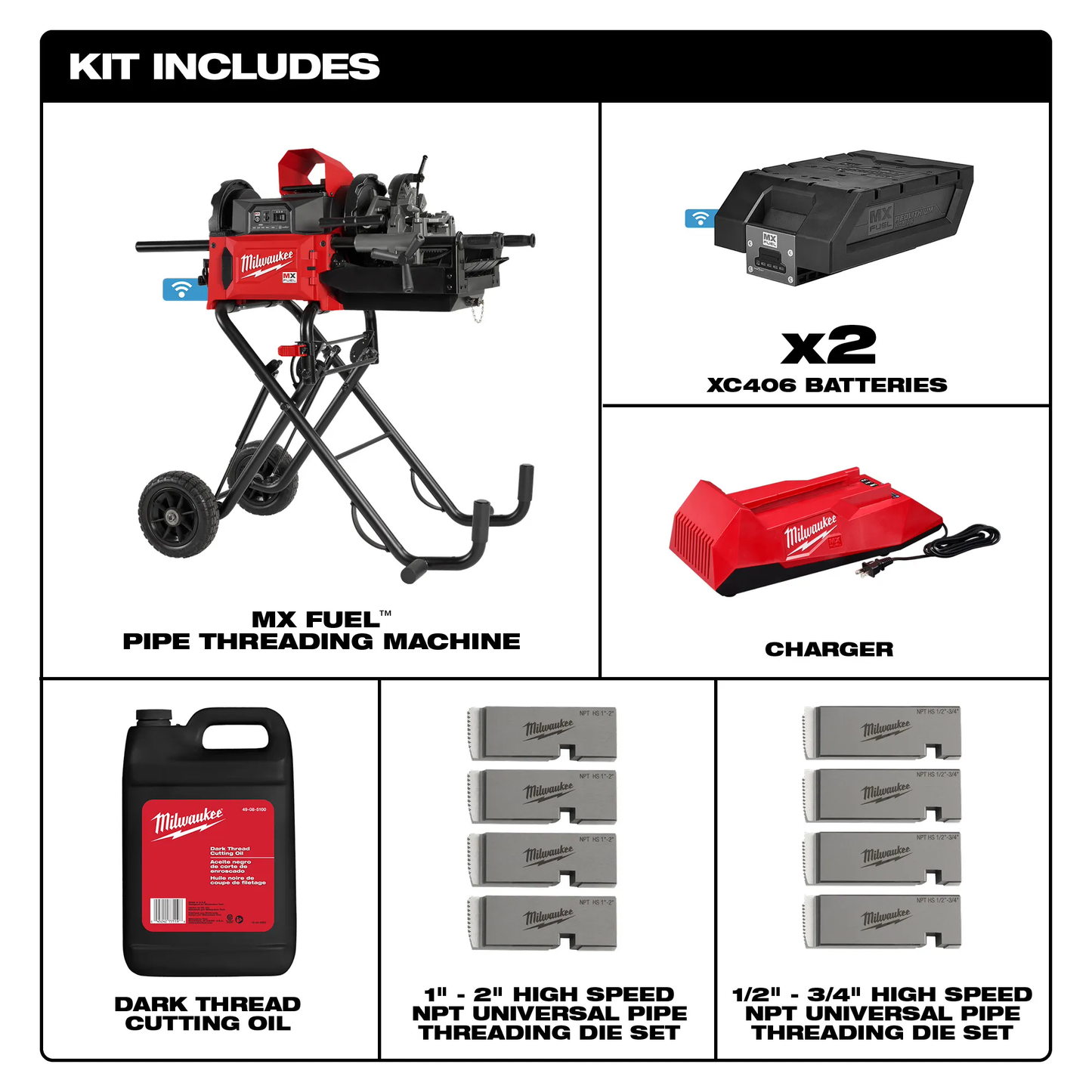 Milwaukee MXF512-2XC, MX Fuel Pipe Threading Machine Kit