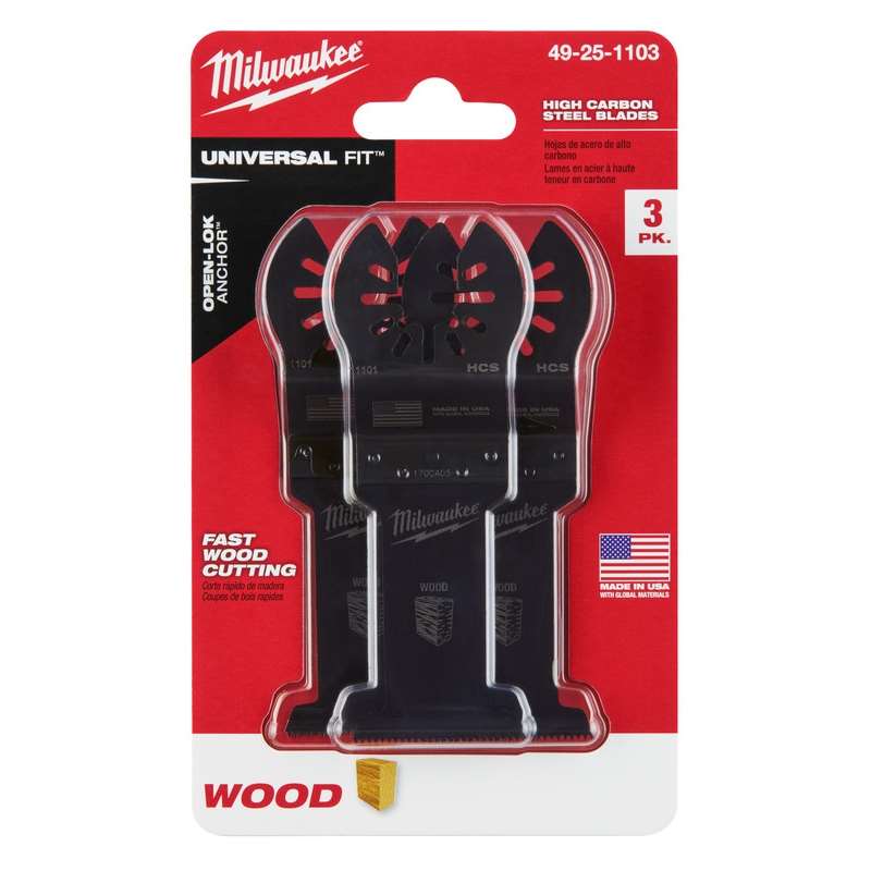 Milwaukee 49-25-1103, Open-Lok 1-3/8" HCS Wood Blades (3/pkg)