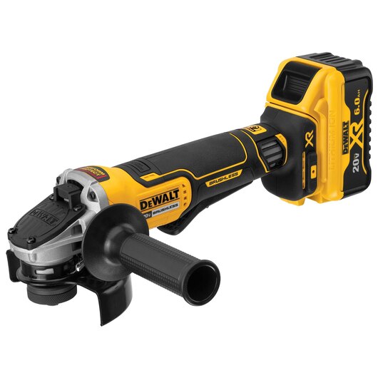 DEWALT DCG413R2, 20V MAX XR 4-1/2'' Paddle Switch Small Angle Grinder Kit w/Kickback Brake (6.0 Ah)