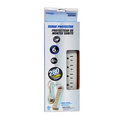 Toolway 140001, POWER BAR W / SURGE 6FT 6 OUTLET 280 JOULES