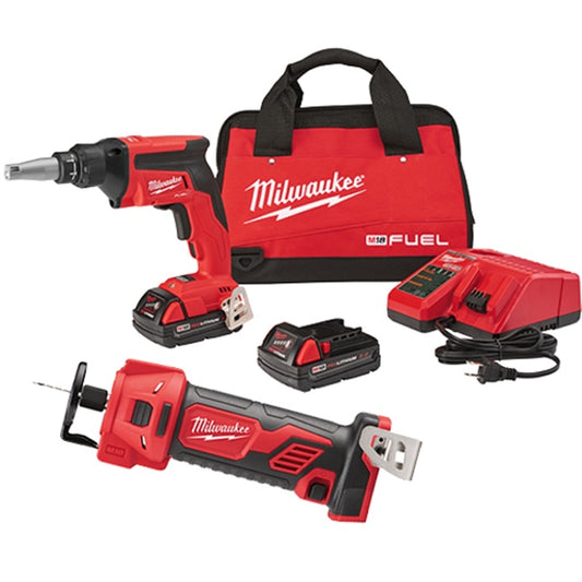 Milwaukee 2866-22CTP, M18 FUEL Drywall Screw Gun & Cut Out Tool Kit (2.0 Ah)