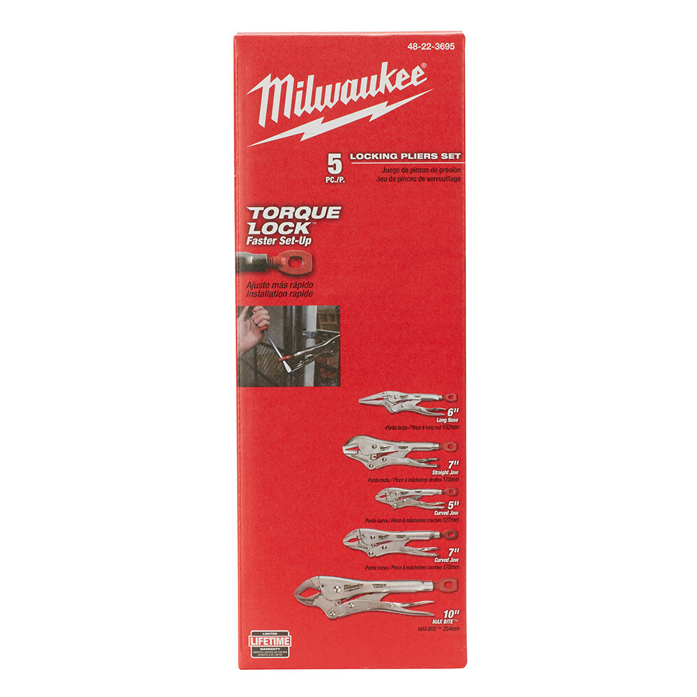 Milwaukee 48-22-3695, 5pc Torque Lock Locking Pliers Set