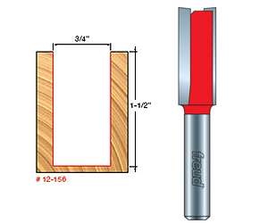 Freud 12-156, 3/4" x 1-1/2" Straight Router Bit (1/2" Shank)