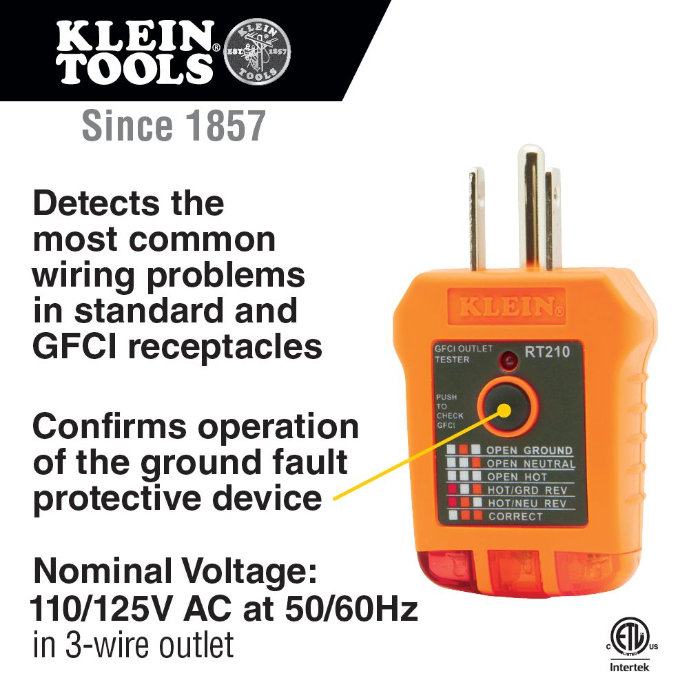 Klein Tools RT210, GFCI Outlet Tester