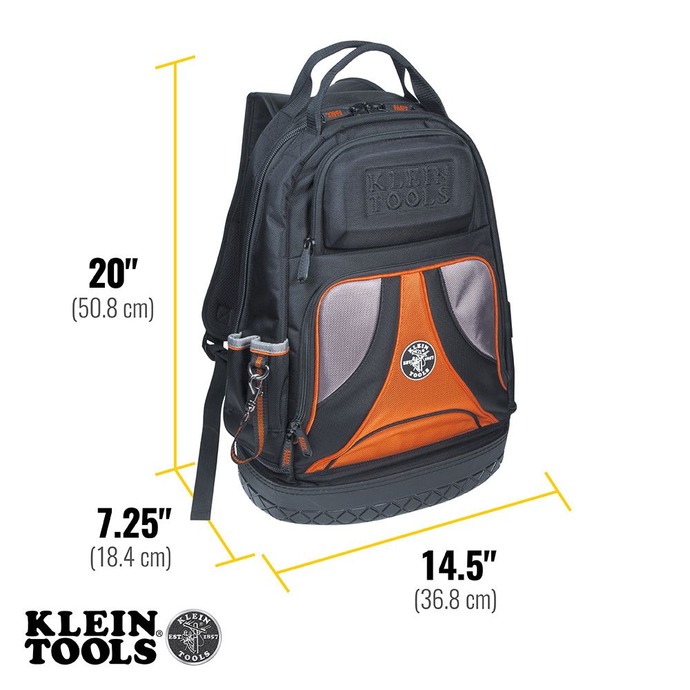 Klein Tools 55421BP-14, Tradesman Pro™ Tool Bag Backpack, 39 Pockets, Black, 14-Inch
