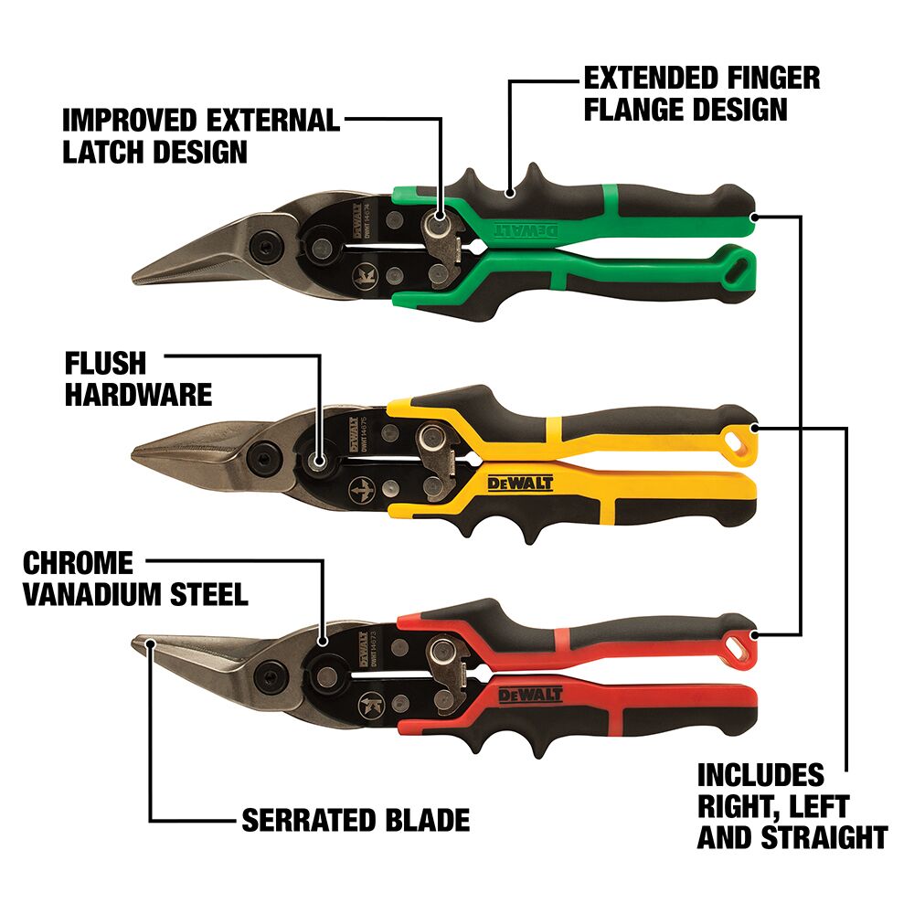 DEWALT DWHT14676, 3 pc Aviation Snips