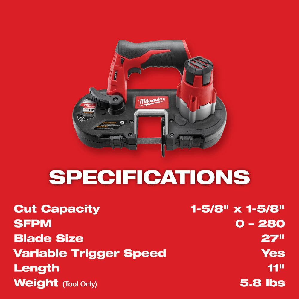 Milwaukee 2429-20, M12 Band Saw (Tool Only)