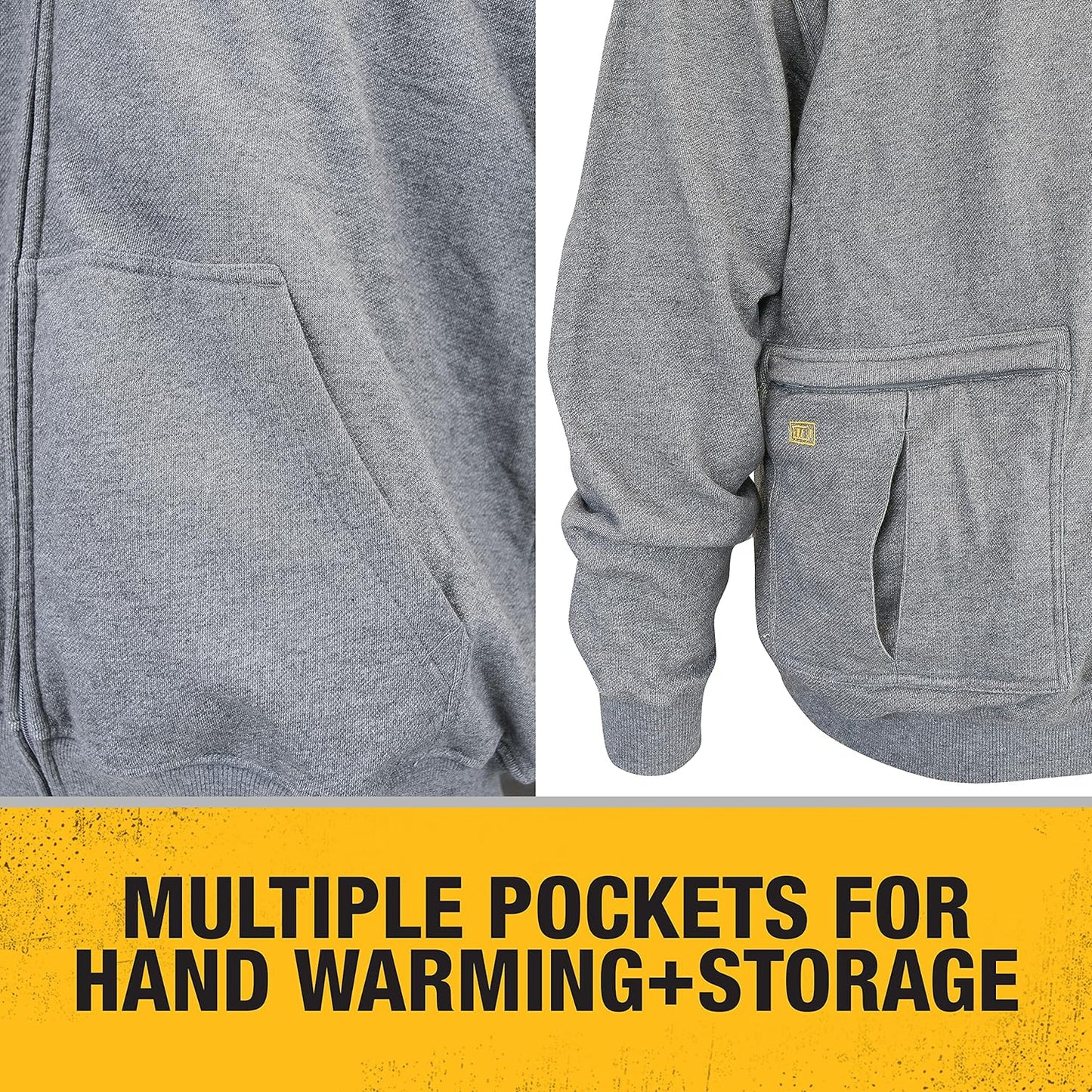 DEWALT DCHJ080 Men's Heared French Terry Cotton Hoodie Heather Gray