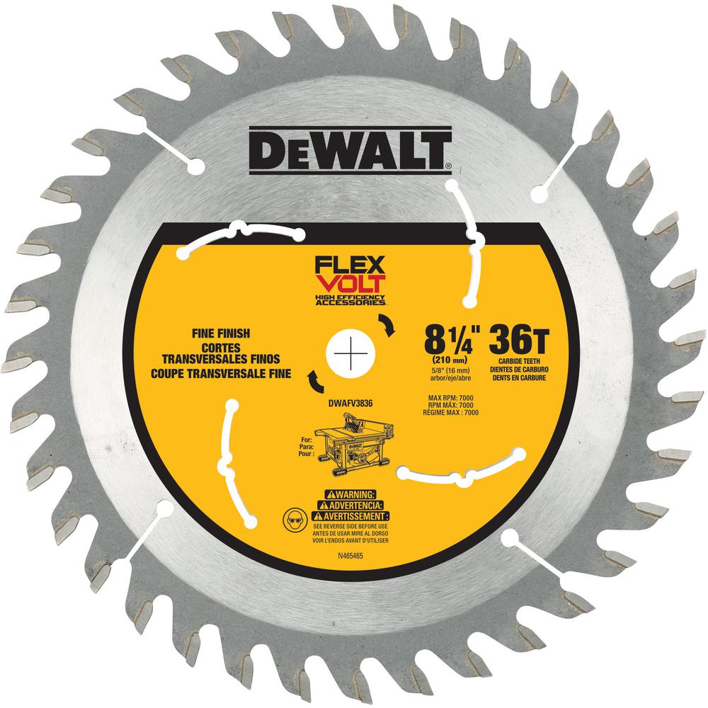 DEWALT DWAFV3836, 8-1/4'' 36T Table Saw Blade