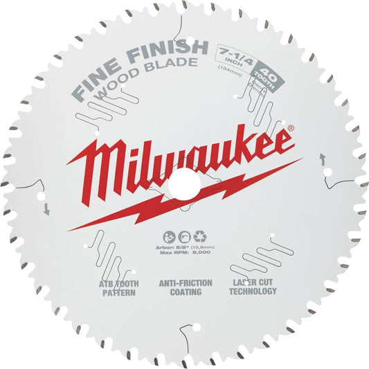 Milwaukee 48-41-0726, 7-1/4" 40T Fine Finish Circular Saw Blades Bulk 10