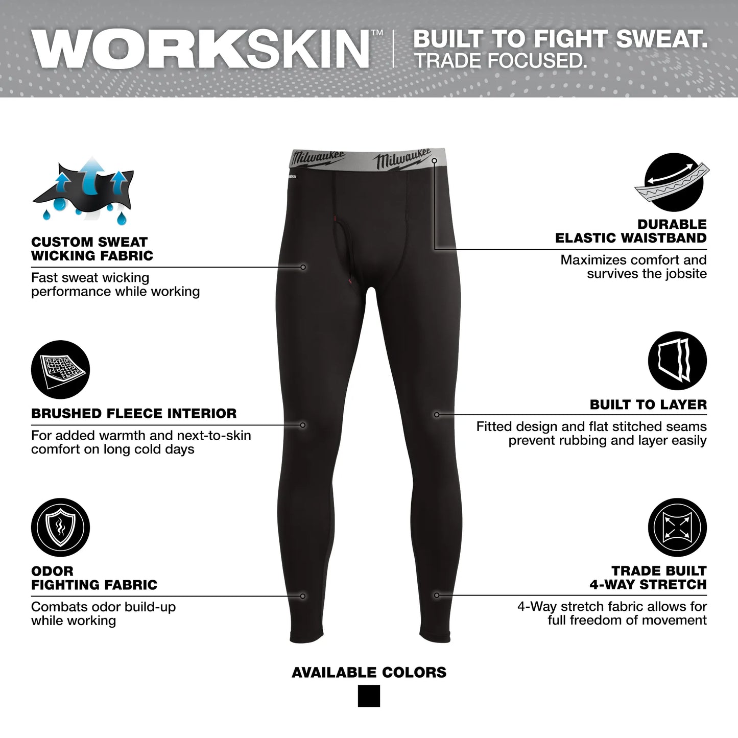 Milwaukee 441B WORKSKIN™ Baselayer Pants Black 