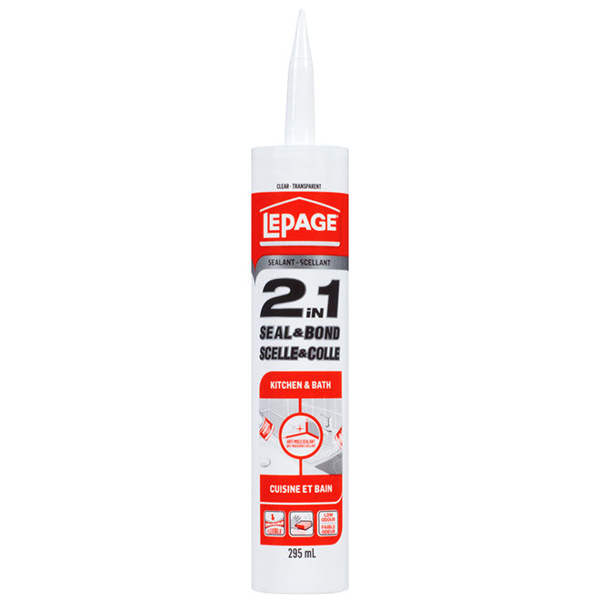 LePage 1380423, 2-in-1 Seal & Bond Kitchen & Bath Acrylic (Clear)