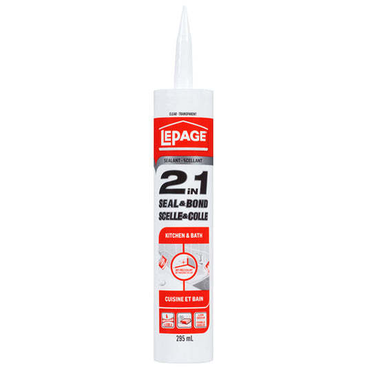 LePage 1380423, 2-in-1 Seal & Bond Kitchen & Bath Acrylic (Clear)
