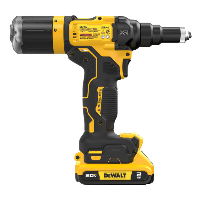 DEWALT DCF403D1, 20V MAX* XR® Brushless Cordless 3/16" Rivet Tool Kit