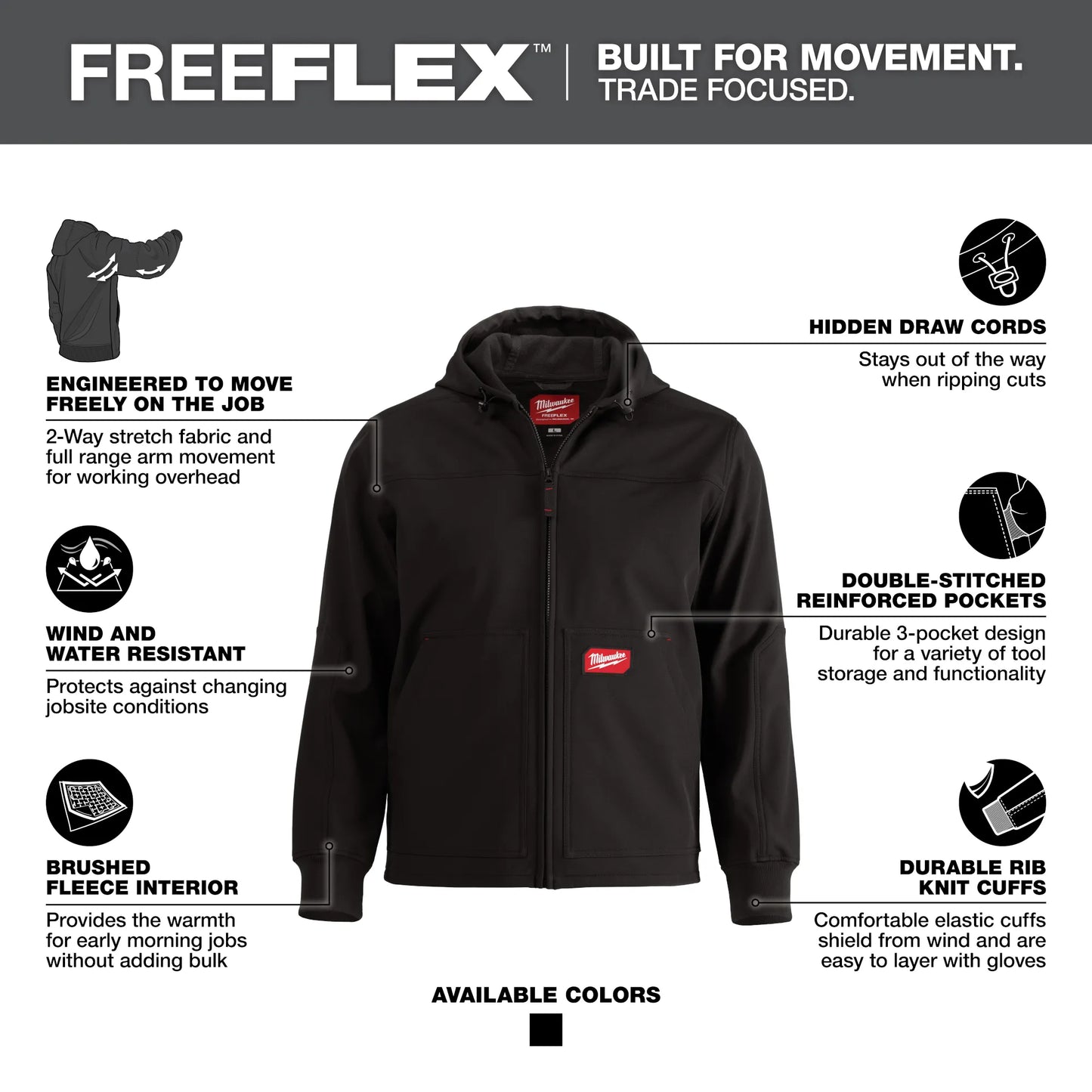 Milwaukee 312B FREEFLEX™ Softshell Hooded Jacket Black 