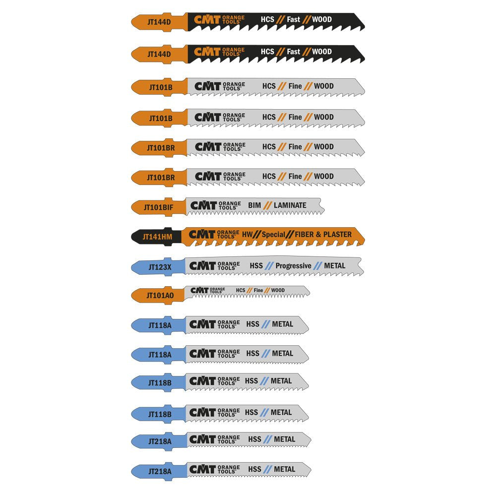 CMT JT016, Jig Saw Blade 16 piece Assortment