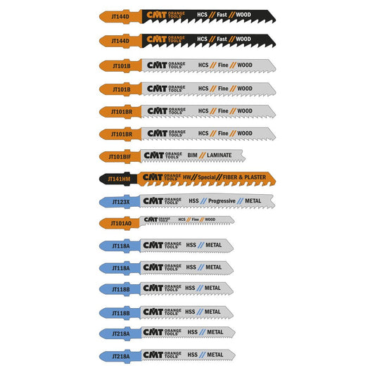 CMT JT016, Jig Saw Blade 16 piece Assortment