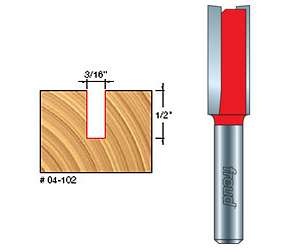 Freud 04-102, 3/16" Double Flute Straight Router Bit (1/4" Shank)