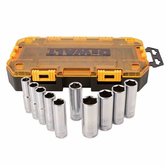 DEWALT DWMT73815, 10 pc 1/2'' Drive Deep Metric Socket Set