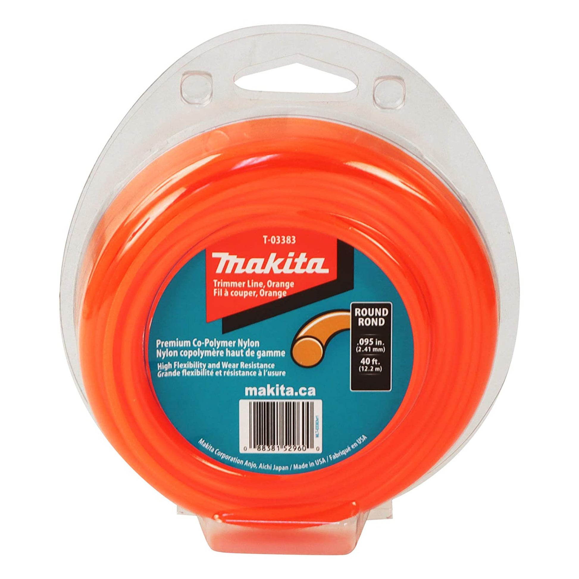 Makita T-03383, .095" Round Trimmer Line Orange 50' Pkg