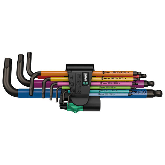 Wera 05073593001, 950/9 HEX-PLUS MULTICOLOUR 1 SB L-KEY SET, METRIC, BLACKLASER, 9 PIECES